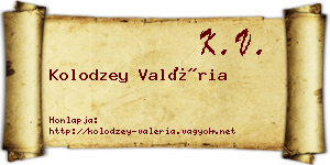 Kolodzey Valéria névjegykártya